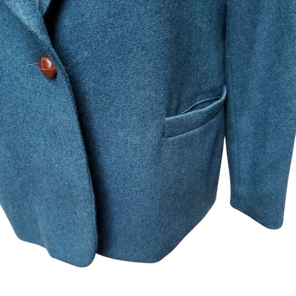Vintage John Meyer Wool Poly Career Blazer Jacket Blue Teal Sz 14 - Picture 4 of 16